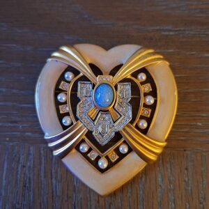 Vintage  ELIZABETH TAYLOR AVON Faux Pearl, Rhinestone & Opal Pin Brooch. 11-9